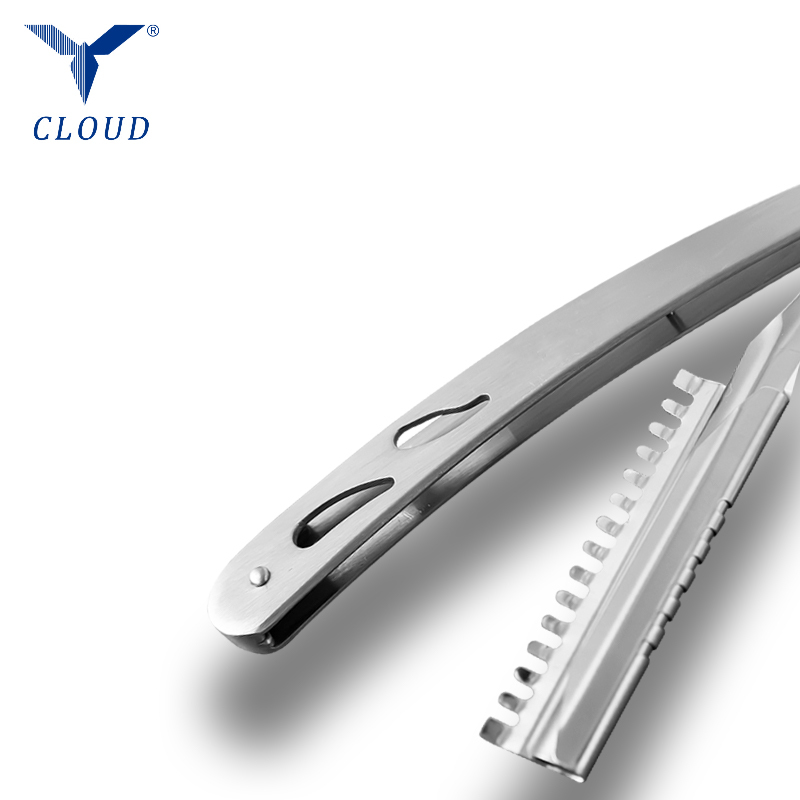 Tartós, rozsdamentes acél hullámos, egyenes borotvanyél